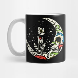 Sugar Skull Cat Moon Mug